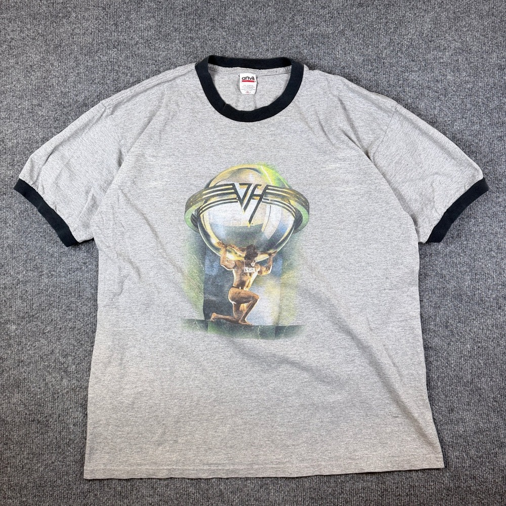 Vintage Van Halen T Shirt Mens XL Gray Ringer Tour 2004 Concert Band 5150